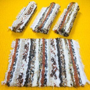 70s Handwoven Striped Thick Placemats Set of 4 Retro Cottagecore Fall Table